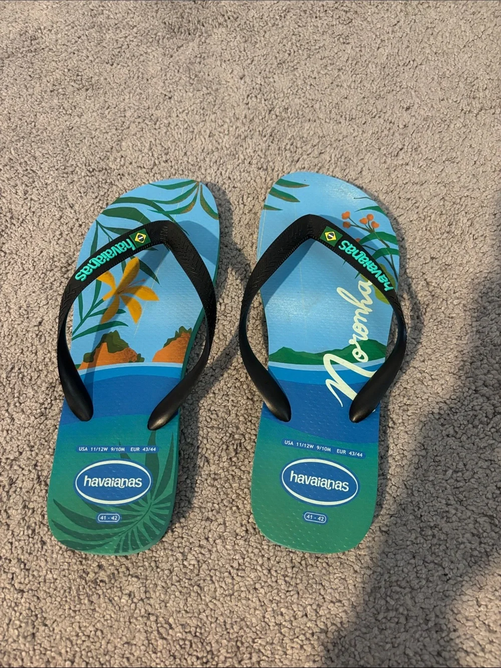 Havaianas Blue Tropical Noronha Brazil Flip Flops